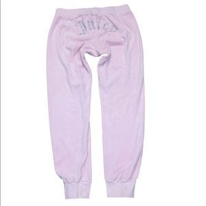 Juicy Couture pink velour jogger pants black label Sz Medium